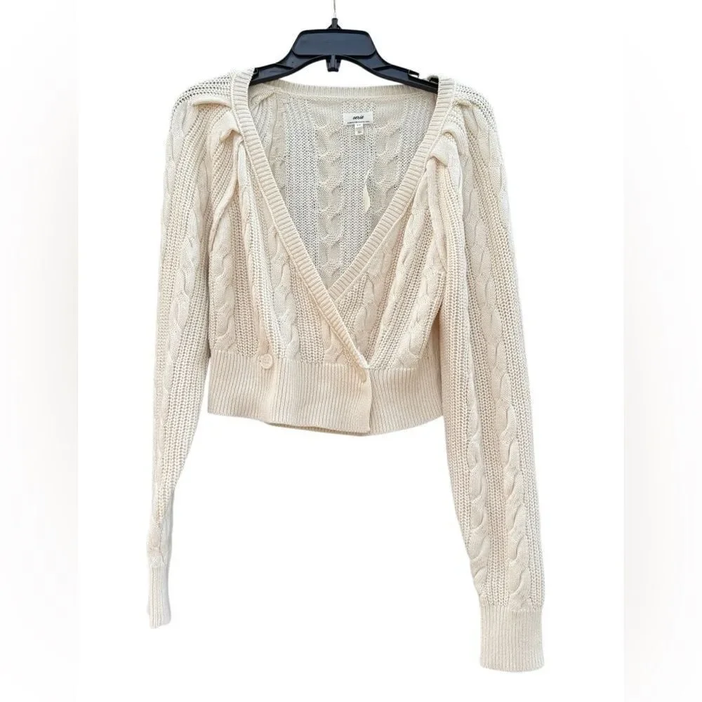 NWT Aerie Cable Wrap Cardigan Top in Natural Size Small - Picture 5 of 6
